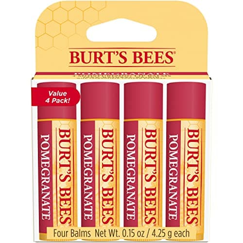 Image of Burt's Bees Lip Balm, Moisturizing Lip Care, for All Day Hydration, 100% Natural, Pomegranate with Beeswax & Fruit Extracts (4 Pack)