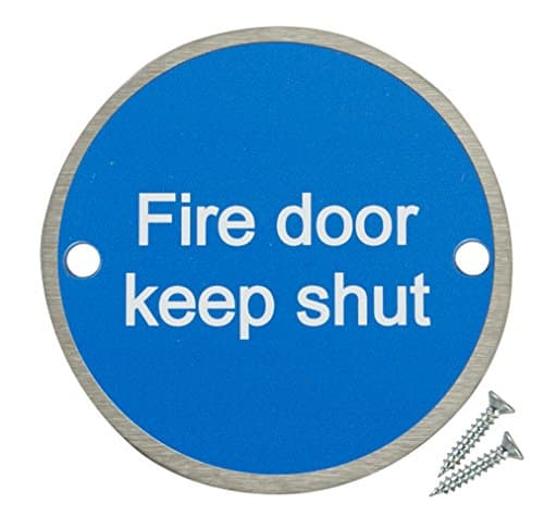 Image of Fire Door Guru® Pack of 20 Fire Door Keep Shut Sign - 76mm Disc – Stainless Steel Safety Sign - Fixings Included