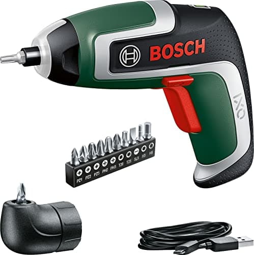 Image of Bosch Home and Garden IXO Cordless Screwdriver (7th Generation, 3.6V, 2.0Ah, 5.5Nm, with Micro USB Cable, Includes Angle Attachment, Screws up to 190 Screws, in Box) - Amazon Edition