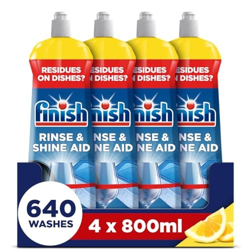 Image of Finish Dishwasher Rinse & Shine Aid, Lemon, 3.2L (800ml x 4 pck), Ultimate Clean & Diamond Shine, Glass Protection, Spot Prevention, Better Drying vs Finish Detergent Alone