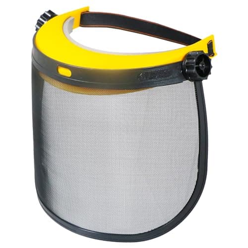 Image of Spares2go Full Face Protective Shield Strimming Trimming Chainsaw Garden Metal Mesh Visor (One Size, Adjustable Headband)