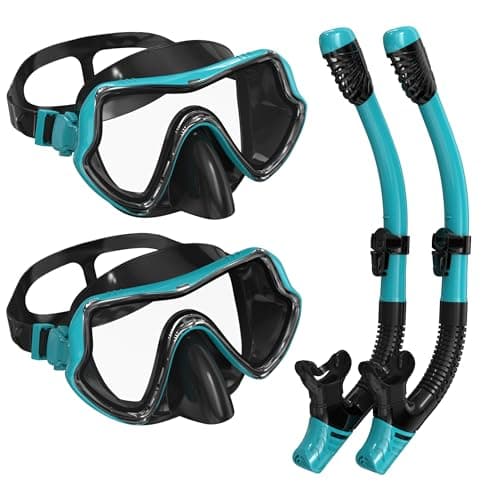 Image of G2RISE SN02 Snorkel Set Adults - Scuba Mask Diving Goggles Dry Snorkeling Gear with Breath Easy Airflow Tech & Anti-fog Design(2PACK)
