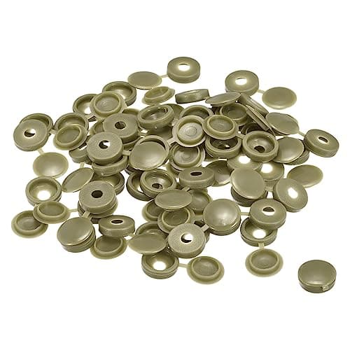 Image of sourcing map 100Pcs 5mm Hinged Screw Cover Caps Plastic Fold Screw Snap Covers Washer Flip Screw Protection Cover for M3 M4 M5 Screws, Green