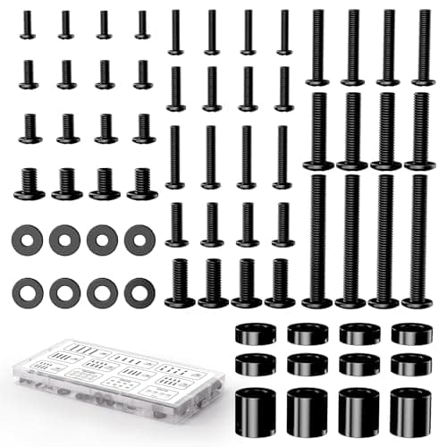 Image of Universal TV Mounting Screw Kit fits Most up to 80'' Screens – M4 M5 M6 M8 Bolts with Washers & Spacers – Fits VESA Standard Wall Mount Brackets, Black