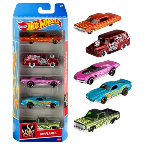 Image of Hot Wheels Set of 5 Toy Cars (Assorted Styles, One Random Set), Extreme Race, Toy Vehicles in 1:64 Scale with Realistic Details and Decos, Collectible Cars for Kids Ages 3 and Up, 01806