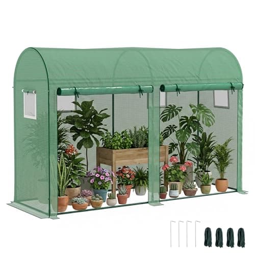 Image of Outsunny Walk-in Greenhouse, Tomato Greenhouse with Double Doors & 4 Windows, Garden Plant Growth Green House with PE Cover, Steel Frame, Green, 3 x 1 x 2 m