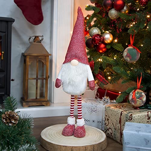 Image of The Christmas Workshop Felt Gnome Ornament/Festive Collectable Gonk/Woolen Decoration and Sizes (White & Red Standing)