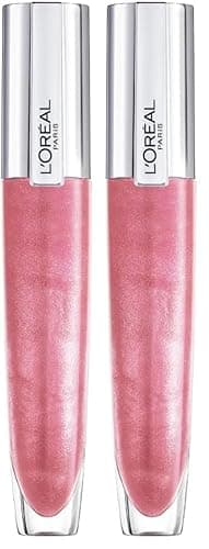 Image of L'Oréal Paris Lip Gloss, Plumping and Hydrating, with Hyaluronic Acid and Collagen Complex, Glow Paradise Balm-In-Gloss, 406 I Amplify (Pack of 2)