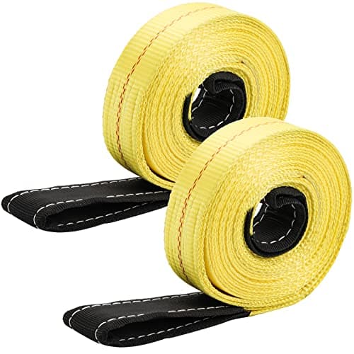 Image of TOPZEA 2 Pack Webbing Lifting Sling Strap 6M x 5CM Durable Nylon Lift Sling Straps Flat Eyes, for Vehicle, Constructions, Steel, Trailer, Max Breaking Strength 3333lbs
