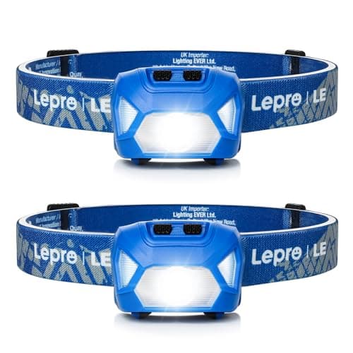 Image of Lepro Head Torch, [2 Pack] Super Bright LED Headlamp with 6 Lighting Modes, Waterproof, Battery Powered LED Lightweight Headlight for Cycling Running Camping for Kids Adults [Not Included Battery]