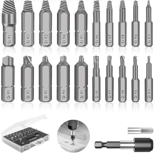 Image of 22pcs Screw Extractor Set, Stripped Screw Removal Tool, with Separate Burnishing & Magnetic Extension Bit for 2-12mm Screws Bolts