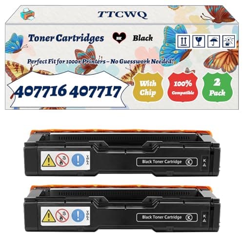 Image of Compatible for Ricoh 407716 407717 407718 407719 Toner Cartridges Work for Ricoh Aficio SP C252DN SP C252SF Printers, with Chip, High Yield 7500 Pages, High-Definition Printing (2 Pack Black)