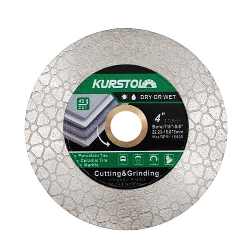 Image of KURSTOL Diamond Cutting Disc - 4“/105mm Dual-Purpose Tile Diamond Saw Blade,Angle Grinder Blade Arbor 7/8"-5/8" for Cutting and Grinding Ceramic Tiles,Porcelain,Granite,Marble