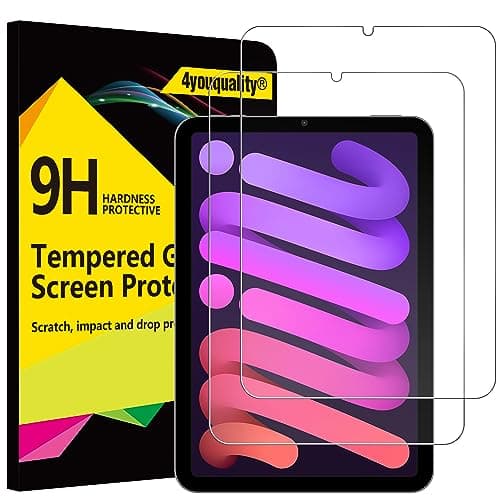 Image of 4youquality [2-Pack Screen Protector for iPad Mini (A17 Pro, 7th Generation, 2024) & iPad Mini 6 (6th Generation, 2021), 8.3-Inch, Tempered Glass Film, Anti-Scratch, Impact-Resistant