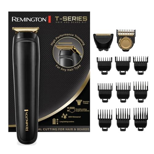 Image of Remington Beard Trimmer, Men's Hair Clipper, 9 Hair Combs + Foil Razor Accessory, Rechargeable 5H Autonomy, 100% Waterproof, T Blade for Details, MB7050