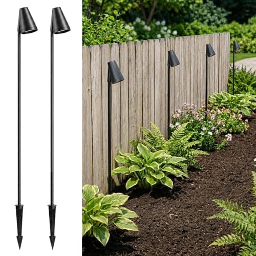 Image of Auraglow Mains Powered Outdoor Garden Spike Light, IP65 Tall GU10 Spotlight for Paths, Driveways, Borders and Flowerbeds, Black (Fitting Only, 2 Pack)