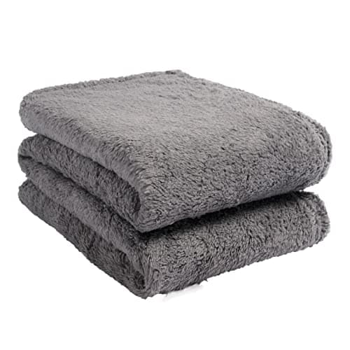 Image of Brentfords OHS Teddy Fleece Blanket Grey Throw for Sofa, Super Soft Winter Warm Throw Blanket for Bed Settee Large Sofa Throw Lightweight Fluffy Single Bed Throws, Charcoal Grey - 125 x 150cm