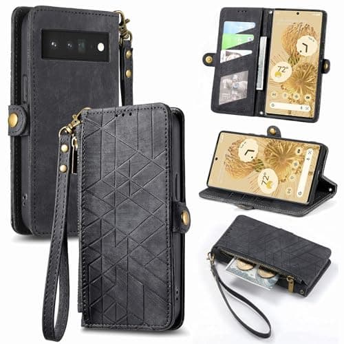 Image of Rfvzubemok Compatible with TCL 10L Case,Compatible with TCL 10 Lite Card Holder PU Leather Flip Stand Magnetic Closure Phone Cover Black