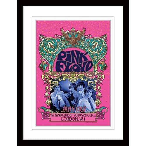Image of Pyramid International Pink Floyd Poster Framed Print Concert Poster Collector's Edition ('67 Gig with White Border Design) 30x40cm Frame - Official Merchandise,Multicolour,16 x 12 inches