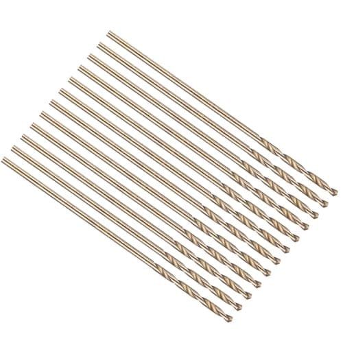 Image of PATIKIL 0.8mm Drill Bit 1/32", Jobber Straight Shank M2 High-Speed Steel 135° Gold Finish for Stainless Steel Hard Metal - 12 Pack