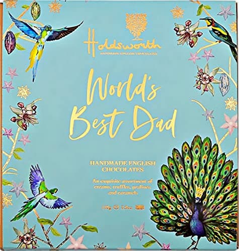 Image of Holdsworth Chocolates Occasions Collection - World's Best Dad, Gift Box Filled with Handmade Truffles and Assorted Milk, Dark and White Chocolates Perfect for gifting 110g