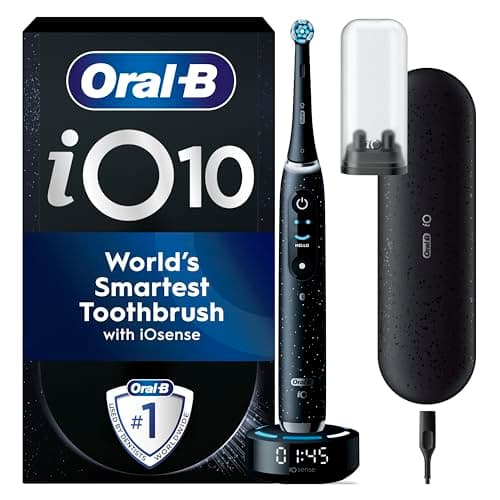 Image of Oral-B iO10 Electric Toothbrushes Adults, Gifts For Women / Men, 1 Handle, 1 Toothbrush Head and Charging Travel Case, 7 Modes, Sense Smart Charger, 2 Pin Plug, Cosmic Black, Oral B IO Toothbrush