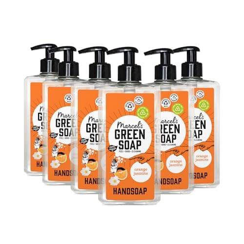 Image of Marcel's Green Soap - Hand Soap Orange & Jasmine - Liquid Handwash Dispenser - Eco-friendly - 100% Vegan - 97% Biodegradable - 250 ml (Pack of 6)