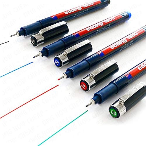 Image of edding 1800 Profipen Pigment Liner Drawing Pen - 0.5mm - [Set of 4 - Black, Blue, Red, and Green]