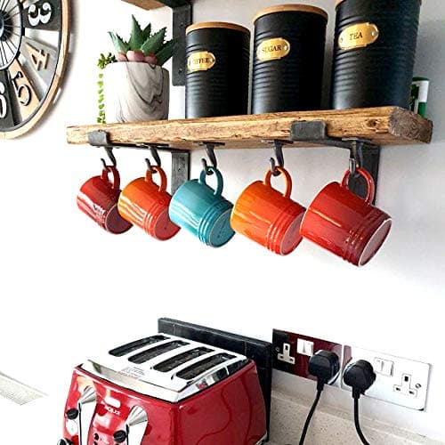 Image of Mug Tree Black Kitchen Accessories Cup Holder Hooks Tree for Stand Holders Cupboard Storage Screw in Strong Black Metal Under Shelf Hook x10