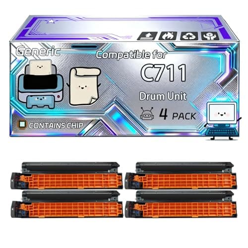 Image of C711 Drum Unit Compatible for Okidata OKI C710 C711 C711dn Printers, With Chip, 20000 Pages, Vibrant Colours (4 Pack Black)