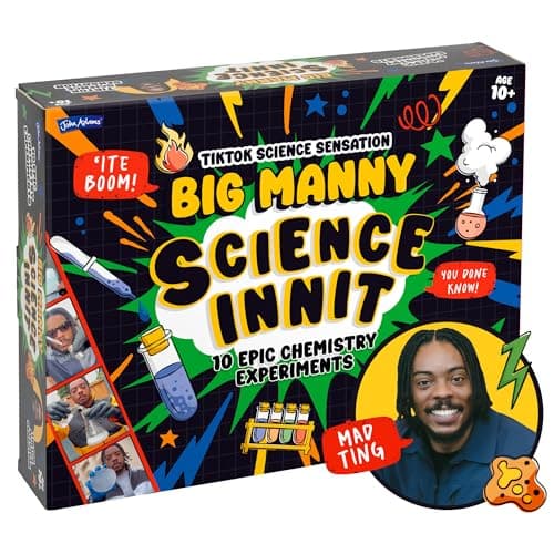 Image of John Adams Big Manny Science INNIT | 10 Epic Science Experiments for Kids | Create a Home Lab | STEM Learning Resource | Includes Test Tubes, Beakers & Goggles | Age 10+ | Christmas or Birthday Gift