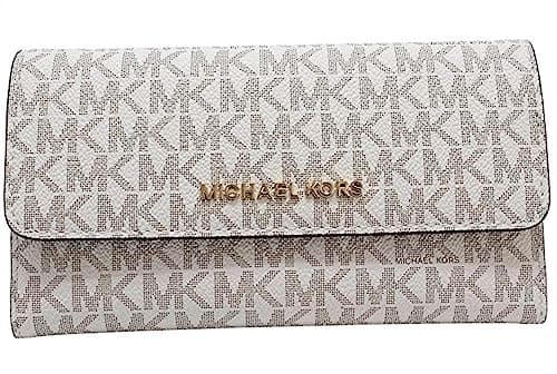 Image of Michael Kors Jet Set Travel Large Trifold Leather Wallet (Vanilla)