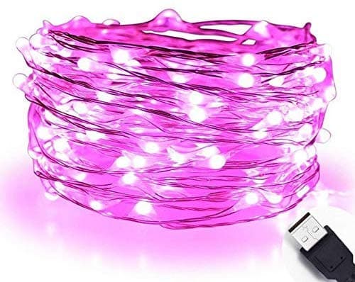 Image of MSC 30 LED's USB Powered LED 3M Pink Coloured String Fairy Lights On Copper Cable with Light Effects, Ideal for Christmas, Xmas, Party,Wedding,Decoration Pink-USB-3M