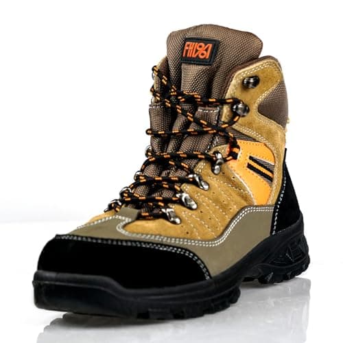 Image of Steel Toe Shoes for Men Women, Work Boots Safety Boots Steel Toe Cap, Non Slip Puncture Proof Gardening Industrial Work Shoes (Light Brown, Adult, Men, 10.5, Numeric, UK Footwear Size System, Medium)