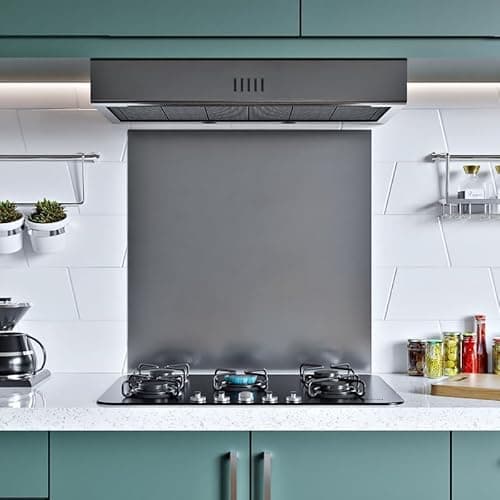 Image of BELOFAY 1mm Thick Stainless Steel Splashback for Kitchen, Brushed Finish, Hob Splashback For Cookers with Adhesive/Glue included 600x500mm