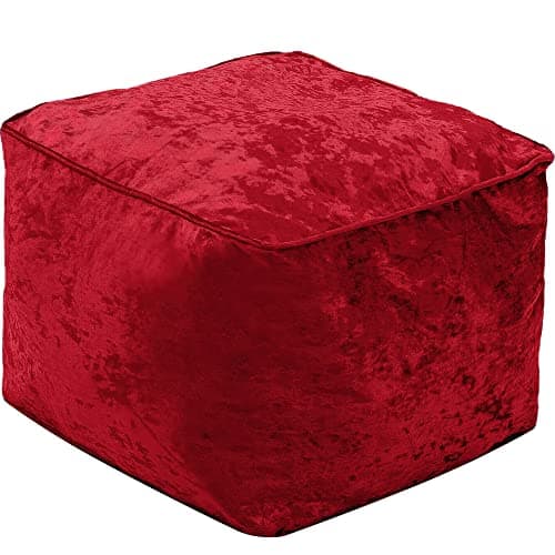 Image of iStyle Mode Crush Velvet Square Shape Bean Bags Indoor Seating Footstools Foot Rest Stool Pouffe Ottoman 40 x 40 x 30cm (Red)