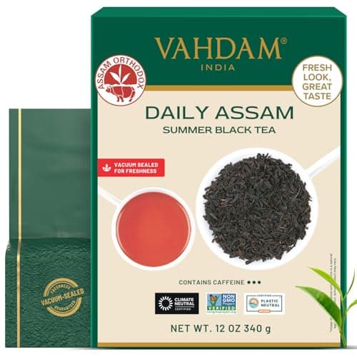 Image of VAHDAM, Assam Black Tea Leaves (340g/12oz) 170+ Servings | High Caffeine, Non GMO, Gluten Free | STRONG, MALTY & RICH | Pure Unblended Single Origin Black Loose Leaf Tea | Vacuum Sealed