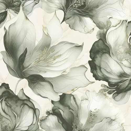 Image of Muriva Elysian Floral Flowers Petal Pastel Abstract Metallic Wallpaper Feature Wall 10m Roll (Green and Gold 212503)