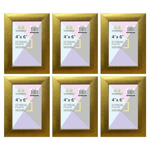 Image of M1SS (Pack of 6 – 6 x 4 Inches Elegant Design Photo Frame With Styrene Front Small Picture Frame 10 x 15 CM For Home Family Office Decor, Classic Wall Mountable & Tabletop Frames (Gold)
