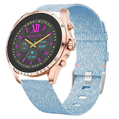 Image of Giaogor Compatible for Michael Kors Gen 6 Band, Breathable Nylon Woven Fabric Replacement Strap Compatible for Michael Kors Gen 6 Bradshaw Smartwatch/MK Gen 6 Bradshaw 2021 (Blue)