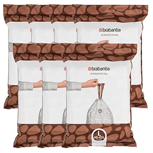 Image of Brabantia PerfectFit Bin Liners Dispenser Pack 45 Litres (Coding L), 7 Dispenser Packs of 40 Bin Liners Each