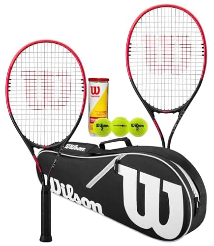 Image of Wilson Federer Tennis Racket Twin Set With Wilson Advantage Racket Bag and 3 Championship Tennis Balls