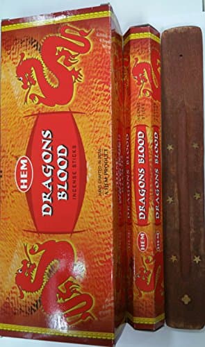 Image of Hem Dragons Blood Hexa Incense Stick, 6packs X 20 Sticks= 120 Sticks with Incense Stick Holder By Sterling Effectz