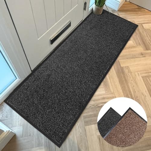Image of Mighty Mats Dirt Buster Barrier Washable Runner - Highly Absorbent Barrier Edge Carpet Runners to Prevent Movement - Runner Rugs for Hallway in High-Traffic Areas - Dark Grey, 57 x 150cm