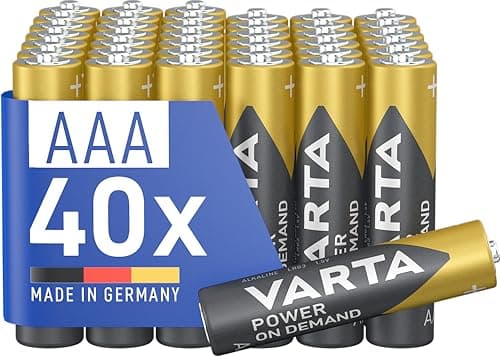 Image of VARTA Power on demand AAA micro batteries (suitable for computer accessories, smart home devices or torches) pack of 40