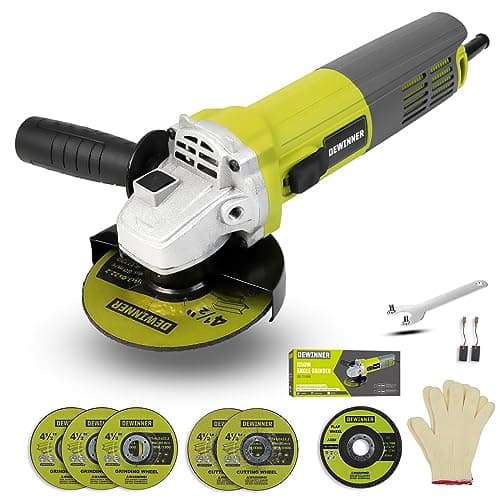 Image of Angle Grinder, DEWINNER Corded Cutting Grinding Polishing, with Disc, Side Handle, 850 W 220-240 V Cutter, Adjustable Pin,115mm+ 6 Discs