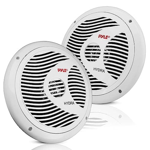 Image of Pyle 2-Way Marine Speakers – 150W Waterproof Outdoor Boat Speakers, 17cm Dual Stereo System, Weather-Resistant, Low-Profile Design, 1 Pair (White)
