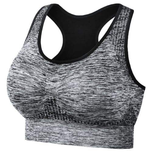 Image of AUYAO Racerback Sports Bra, Sports Bras for Women, Padded Seamless Activewear Bras, Seamless Sports Bra Wirefree Yoga Bra, Racerback Yoga Bra Padded Mid Impact Support for Workout Fitness