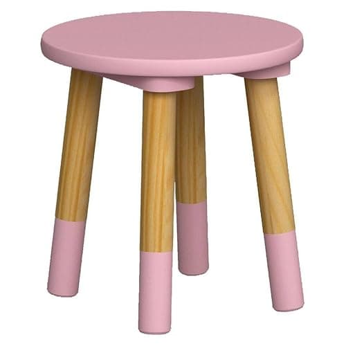 Image of URBNLIVING Kids Wooden Portable Stool, Lightweight and Anti-Slip, H26cm x D24cm, Round Seat Pink Chair for Toddlers, Small Children, Home Decor for Desk, Table, Nursery, Kitchen, Bedroom