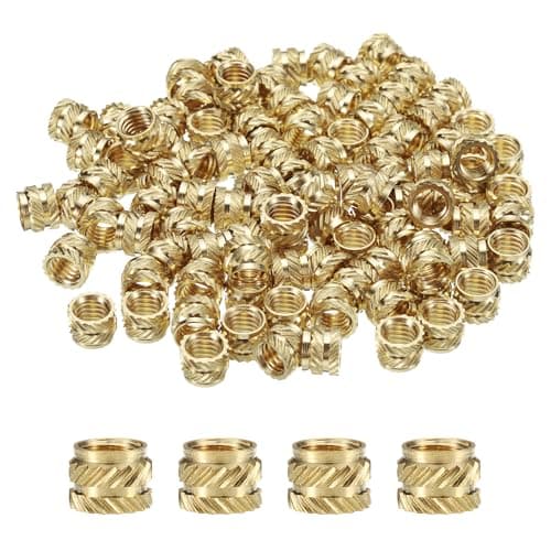 Image of sourcing map 50 Pcs M6 Brass Knurled Threaded Insert M6x6mm, OD 8mm Heat Set Insert Embedment Nuts
